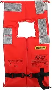 Seachoice Type I Commercial Offshore Vest, Fluorescent Orange, Reflective Panels