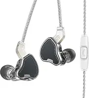 KB2208 HiFi in-Ear Monitor, High Performance DD Unit, Powerful Bass, in-Ear Headphones, Detachable Cable Design, 0.78 mm, 2-pin, for Musicians, Singers, Drummers (Black, Microphone)