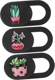Angoily 3pcs Cover Webcam Video Web Cam for Computer Sticker Accessories Privacy Covers Protector Case for Tablet Slide Black Abs Plastic
