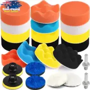 3" Car Foam Polishing Pads Kit, 24 Pcs, Woolen Buffing Pads with Drill Adapter