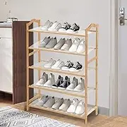 Levede Bamboo Shoe Rack Storage Wooden Organizer Shelf Shelves Stand 5 Tier 70cm Wide, Space-Saving Storage Organizer Shelf Stand for Shoes, Bags- Durable, Perfect for Entryways and Closets