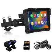 Motorcycle Dash Cam, Wireless Apple CarPlay & Android Auto, 5" Waterproof GPS...