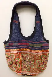 Hmong Hill Tribe Embroidered Satin Handbag