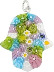 [Glass Of Venice] GlassOfVenice Murano Glass Millefiori Hamsa Pendant - Pastels