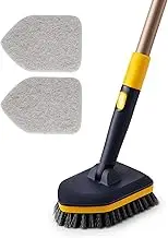 Yocada Tub Tile Scrubber Brush 2 in 1 Cleaning Brush 58.2" Adjustable Telescopic Pole Stiff Bristles Scouring Pads for Cleaning Bathroom Kitchen Toilet Wall Tub Tile Sink Non-Scratch