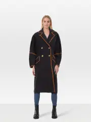 Navy Wool Long Coat