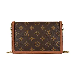 LV M68746 DAUPHINE花紋LOGO Monogram Reverse帆布鏈帶斜背包(棕)