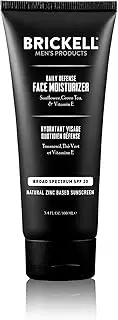 Brickell Men's Daily Defense Face Moisturizer for Men, Natural and Organic, Zinc SPF20 Face Moisturizing Sunscreen, Hydrates and Protects Skin Against Harmful UVA/B rays, 100 ml, Unscented