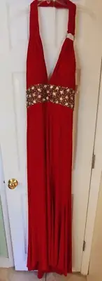 Mori Lee Ladies Red Long Formal Gown Sequins and Beans size 15/16