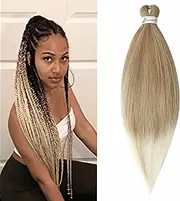 Pre Stretched Braiding Hair, 66 cm, 1 Piece Hair Extensions, Ombre EZ Braids, Pre-Stretched Braiding Hair, Synthetic Hair, Yaki Synthetic Hair, Crochet Twist, Dark Blonde & Bleach Blonde