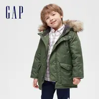 在飛比找蝦皮商城優惠-Gap 男幼童裝 保暖刷毛仿毛邊連帽外套-綠色(593054