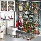 Christmas Shower Curtain Set, 8 Pcs Christmas Bathroom Set, Christmas Countdown