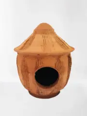 Handmade Rustic Clay Nesting Nest Box Hanging Bird House Farmhouse/Cottage...