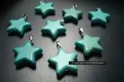 8 Large Blue green lt & dark chalk turquoise 30mm star pendants charms CP020
