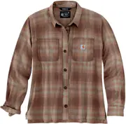 Carhartt Midweight Flannel Ladies Shirt, white-brown, Size L for Women White Brown