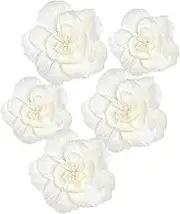 Meeom 5pcs 8in 12in White Crepe Paper Flowers Paper Flower Decoration Handcrafted Flowers Party Wedding Backdrop Flower for Baby Showers Birthday Photo Backdrop Bridal Shower Centerpiece