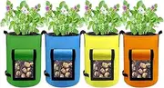 Garden Bags to Grow Vegetables | 4-Pieces Gallon Planting Grow Fabric Containers with Handle - Nursery Pots, Gardening Tools for Taro Tomatoes Radish Carrots Onions Garlic