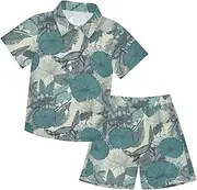[Caihoyu] Little & Big Boy's Hawaiian Button Down Shirts and Shorts Set Baby Boy Shorts Set Summer Clothing