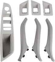 Left Right Side Driver Cars Interior Leather Door Handles 7PCS Full Set Compatible For BMW5 Series F10 F11 51417225866(LHD Gray)
