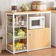 LYWY Kitchen Shelf, 3-Tier Storage Shelf for Kitchen Microwave Stand Freestanding Coffee Stand Steel Organiser Rack (Colour : White, Size : A)
