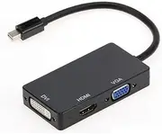 Mini Displayport Thunderbolt to VGA HDMI DVI Converter 3in1 Adapter 4K UltraHD 1080P HD