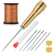 Sewing Awl Needle+Copper Handle+45m Nylon Thread Handmade Sewing Tool Kit