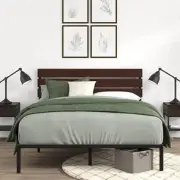Zinus Queen Bed Frame, Figari Bamboo and Metal Industrial Solid Wood Brown Easy