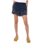 Chloe Ladies Multicolor Blue Embroidered Mini Shorts