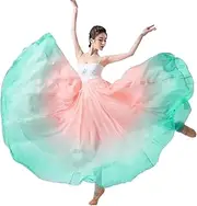 [ORIDOOR] 720 35" Long Women's Fairy Lyrical Dance Skirt Gradient Color Swing Skirt Ballet Modren Dance Costumes