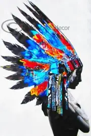 Canvas Print Indian Blue FEATHER NATIVE AMERICAN street art painting Pepe