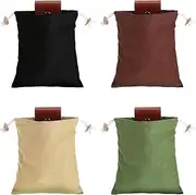 Foraging Bag 4 Pcs Canvas Foraging Pouch Mushroom Bags Collapsible Bushcraft Leather Pu Hunting Belt Bag Hiking Pouch for Outdoor Traveling Camping