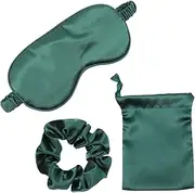 GANAZONO Sleep Mask Set Satin Sleep Soft Sleeping Plush Toiletry Cooling Dark for Eye Mask Blackout Funny Breathable Masks Cover Eye Sleep Mask Women Green Silk
