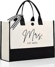 [Afterprints] Mrs Bride Canvas Tote Bag, Gifts for Bridal Shower, Wedding Gifts for Bride to Be, Future Mrs, Engagement