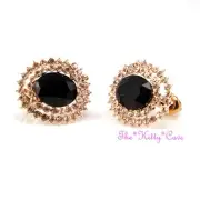 Rose Gold GP Classic Black Zirconia Cluster Stud Earrings w/ Swarovski Crystals