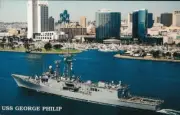USS George Philip FFG-12 postcard US Navy warship Guided Missile Frigate a2