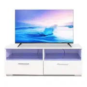 White Tv Cabinet With Led Lights Rgb Remote Control glass TV Stands & Entertainm