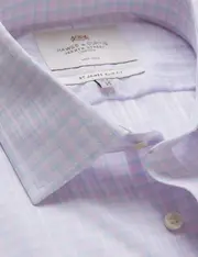 Hawes & Curtis Non-Iron Pink & Blue Check Slim Shirt Size: 16" collar, 37" sleeve