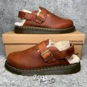 Dr. Martens Jorge II Faux Fur Lined Singleback Leather Mules Size 12 Men Brown