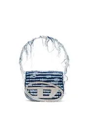 [Diesel] Diesel - 1DR-Iconic shoulder bag in frayed denim - Shoulder Bags - Woman - Blue UNI Blue