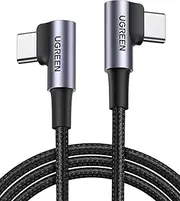 UGREEN USB C to USB C Charger Cable Right Angle, Type C 60W PD Fast Charging Compatible with iPhone 16 Pro Max/15, Pixel 9 8 7 6, Galaxy S25 S24 S23 Note 10, MacBook Air, iPad Pro 2024, Switch, 2M