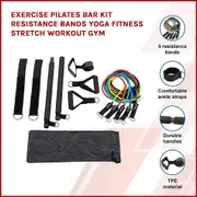 Danoz Direct - Exercise Pilates Bar Kit Resistance Bands Yoga Fitness Stretch Workout Gym