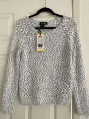 Buffalo David Bitton Blue And White Sweater Fluffy Women’s Size S New With Tags