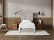 My Style Buttoned Headboard & Drawer Base - King Single / Haze / Standard Base