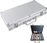 Texas Hold'em Poker No Number Chips Set Aluminum Box Mahjong Chipss Set, Casinos-Style Poker Chips, Home Pokers Tournament Sets, Portable & Secure Storage Case, 35/20/4cm, Party Outdoor Or Adult Nigh