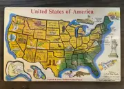 Melissa & Doug USA Map Deluxe Wooden Puzzle State Capitals New sealed 18x11.5