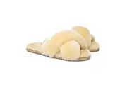 AUSTRALIAN SHEPHERD UGG Women Crossover Fluffy Slides Linty Cream