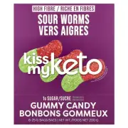 Gummy Candy, Sour Worms, 8 Bags, 0.88 oz (25 g) Each