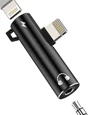 Lightning to 3.5mm Headphone Jack Adapter Aux Charger Splitter Cable (2in1) for iPhone 14 13 12 Pro Max for Apple Audio Connector Earphone for iPad Car Headset Adaptor Earbuds Dongle Cord Accessories