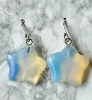 Gemstone Star Shaped Opalite Earrings 925 Silver Hooks