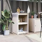 Solid Pine Wood Outdoor Kitchen Cabinet White 55x55x92 cm - Ideal for Patio Dining and Storage Solution